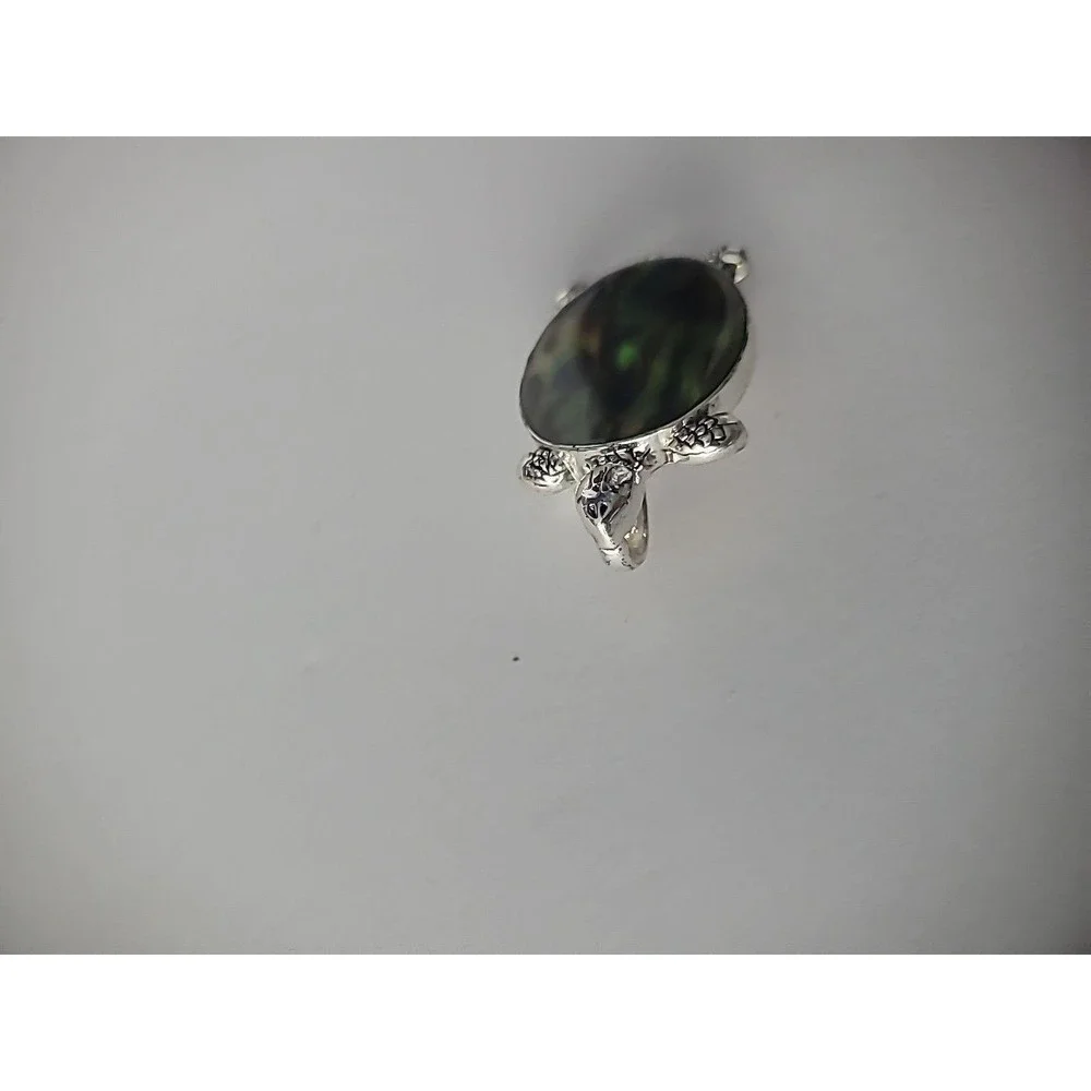 Vintage Brooch Turtle Shell Silver Tone Reptile Jewelry Costume - Picture 10 of 10